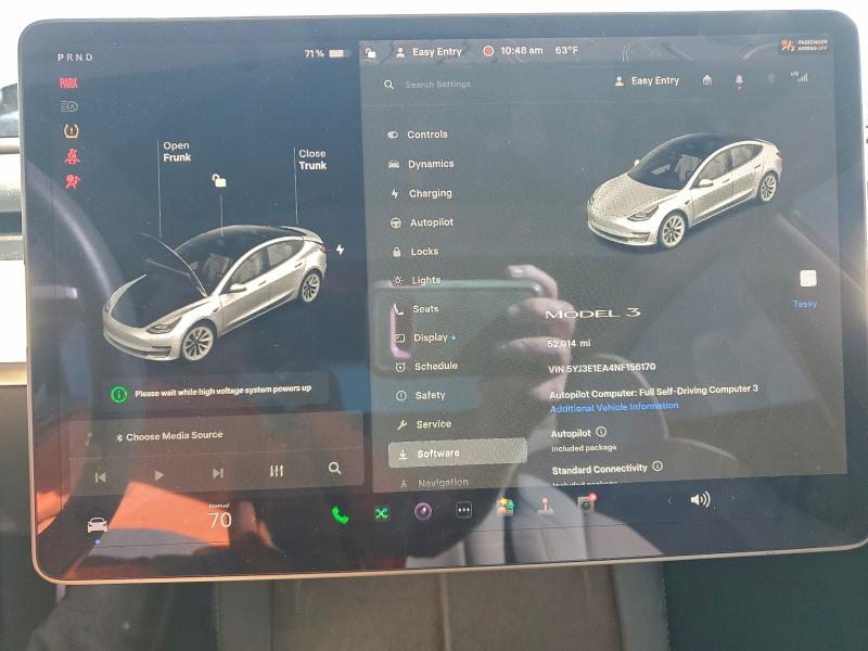 Photo 9 from auction – 2022 TESLA MODEL 3 with VIN 5YJ3E1EA4NF156170