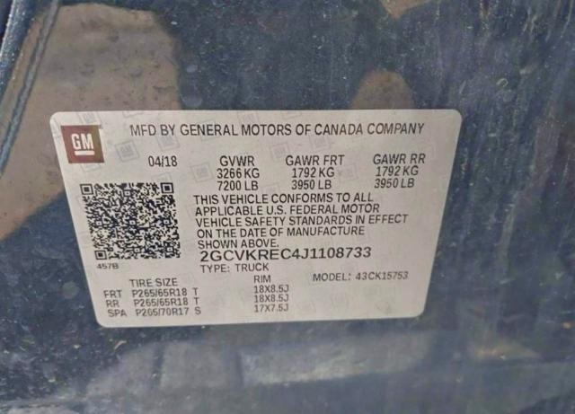 Photo 10 from auction – 2018 CHEVROLET SILVERADO with VIN 2GCVKREC4J1108733