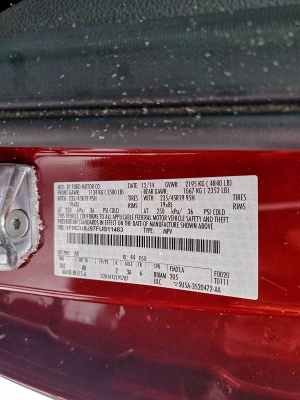 Photo 14 from auction – 2015 FORD ESCAPE TIT with VIN 1FMCU9J97FUB11483