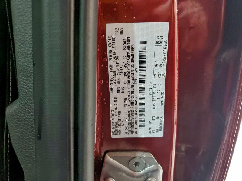 Photo 14 from auction – 2016 FORD ESCAPE SE with VIN 1FMCU9GX2GUA41883