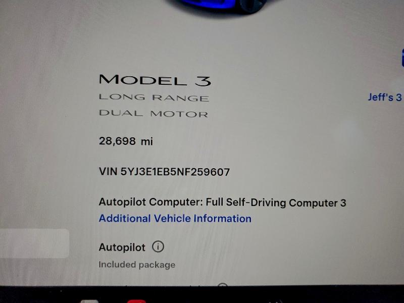 Photo 9 from auction – 2022 TESLA MODEL 3 with VIN 5YJ3E1EB5NF259607