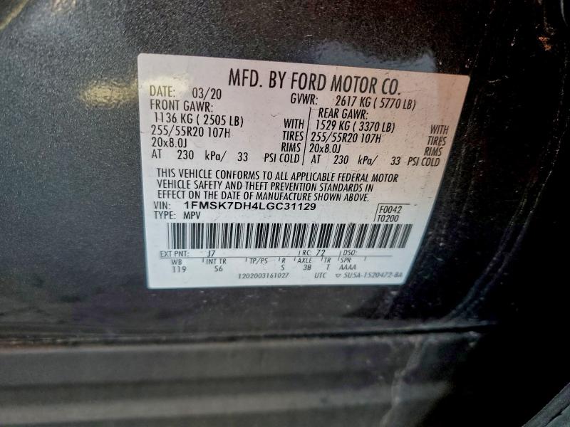 Photo 14 from auction – 2020 FORD EXPLORER X with VIN 1FMSK7DH4LGC31129