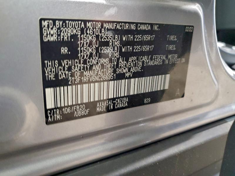 Photo 14 from auction – 2022 TOYOTA RAV4 LE with VIN 2T3F1RFV6NC266951