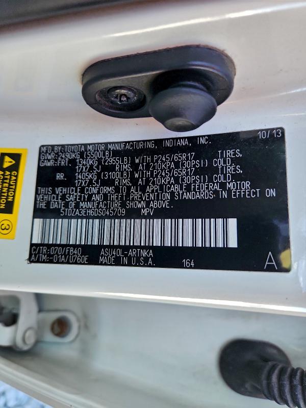 Photo 14 from auction – 2013 TOYOTA HIGHLANDER with VIN 5TDZA3EH6DS045709