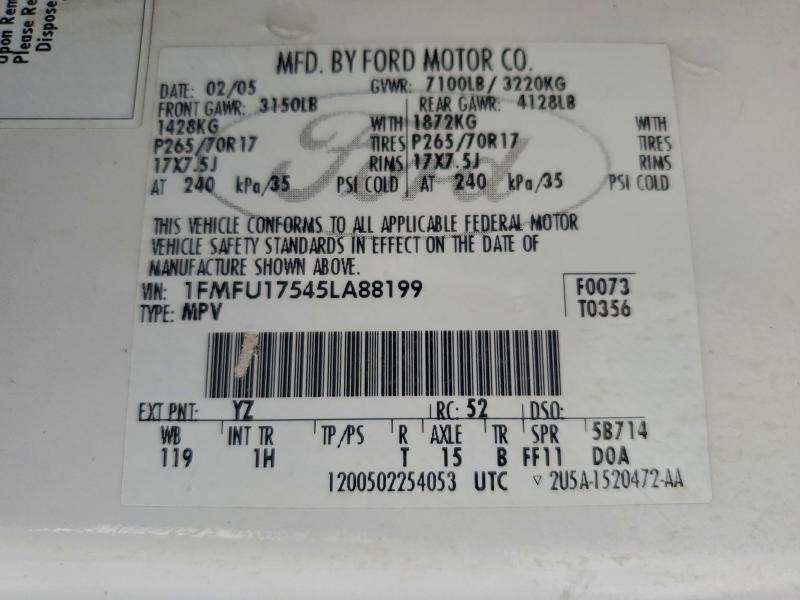 Zdjęcie 14 z aukcji – 2005 FORD EXPEDITION z VIN 1FMFU17545LA88199