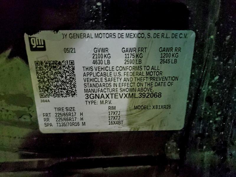Photo 14 from auction – 2021 CHEVROLET EQUINOX LT with VIN 3GNAXTEVXML392068