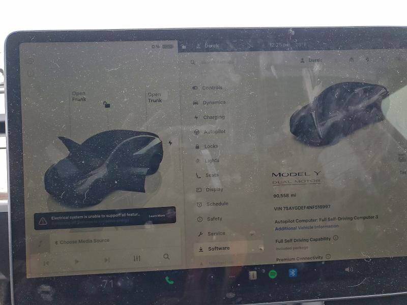 Photo 9 from auction – 2022 TESLA MODEL Y with VIN 7SAYGDEF4NF518997