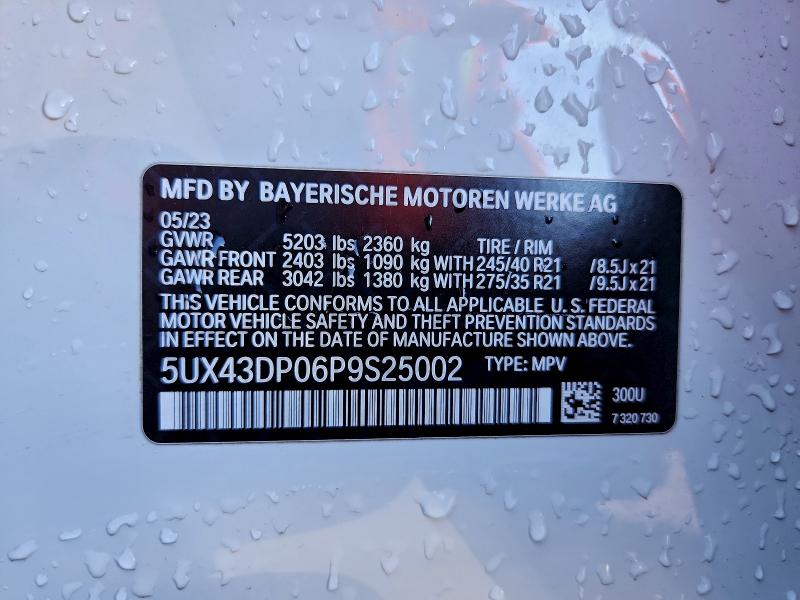 Photo 14 from auction – 2023 BMW X3 SDRIVE3 with VIN 5UX43DP06P9S25002