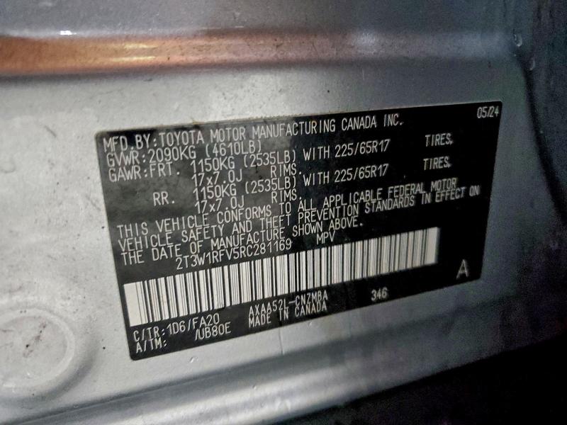 Photo 14 from auction – 2024 TOYOTA RAV4 XLE with VIN 2T3W1RFV5RC281169