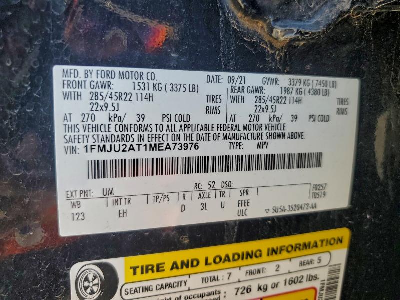 Photo 14 from auction – 2021 FORD EXPEDITION with VIN 1FMJU2AT1MEA73976