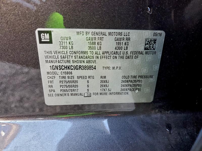 Photo 14 from auction – 2016 CHEVROLET SUBURBAN C with VIN 1GNSCHKC9GR389854