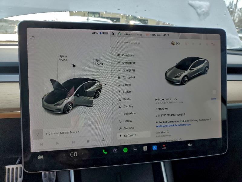 Photo 9 from auction – 2019 TESLA MODEL 3 with VIN 5YJ3E1EA1KF426337