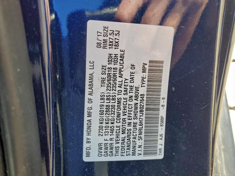 Photo 14 from auction – 2018 HONDA ODYSSEY EX with VIN 5FNRL6H71JB027648