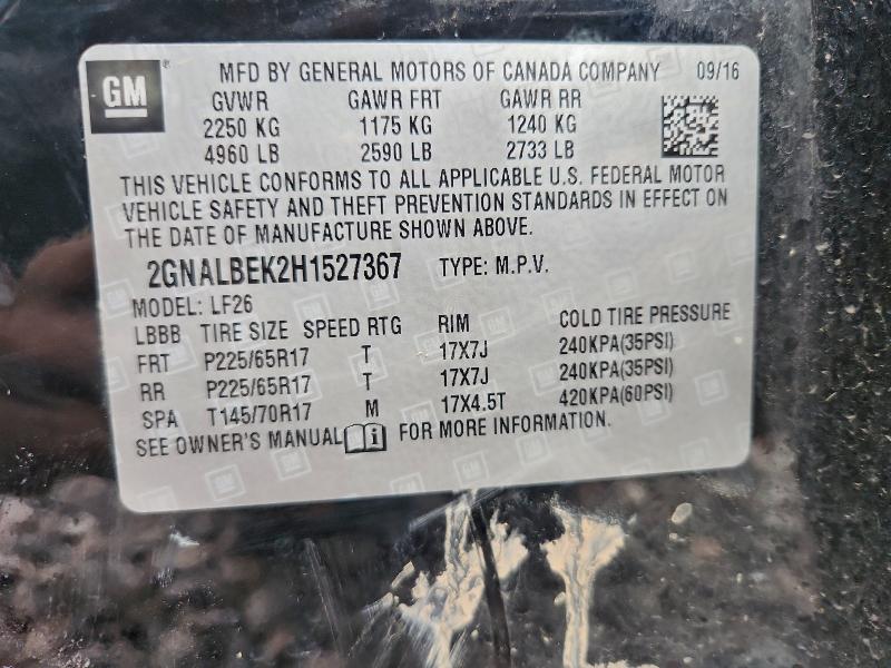 Photo 14 from auction – 2017 CHEVROLET EQUINOX with VIN 2GNALBEK2H1527367