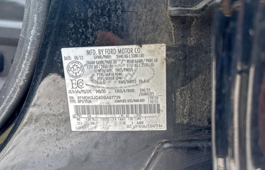 Photo 10 from auction – 2013 FORD EDGE with VIN 2FMDK3JC4DBA87729