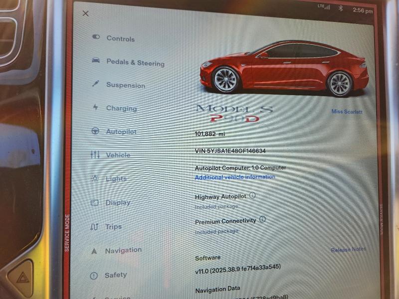Photo 9 from auction – 2016 TESLA MODEL S with VIN 5YJSA1E48GF146634