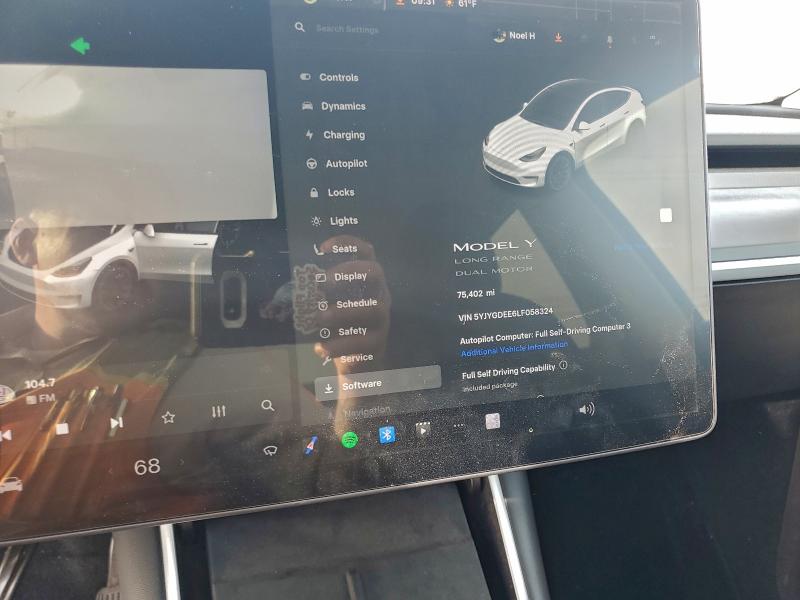 Photo 9 from auction – 2020 TESLA MODEL Y with VIN 5YJYGDEE6LF058324