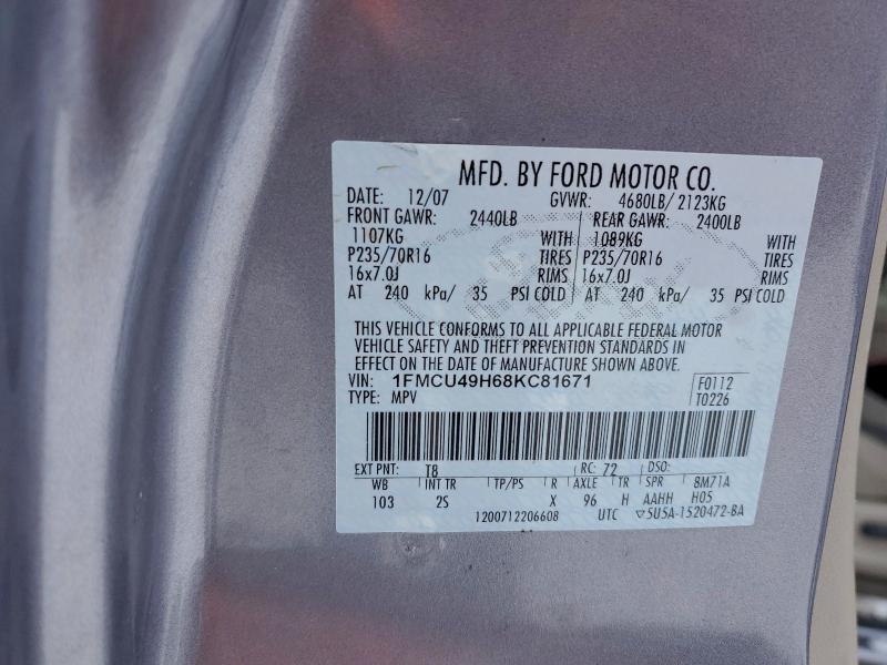 Photo 14 from auction – 2008 FORD ESCAPE HEV with VIN 1FMCU49H68KC81671