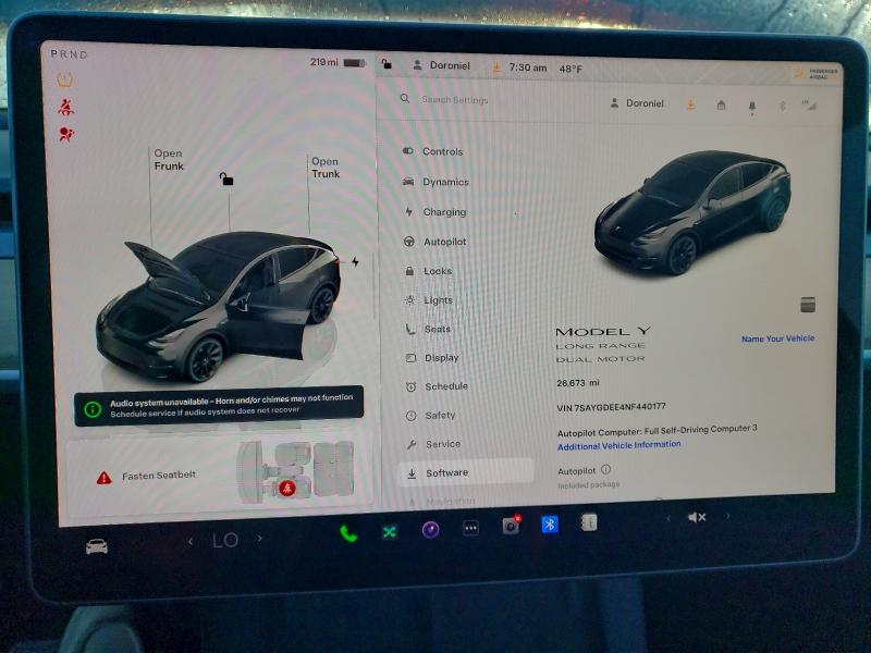 Photo 9 from auction – 2022 TESLA MODEL Y with VIN 7SAYGDEE4NF440177
