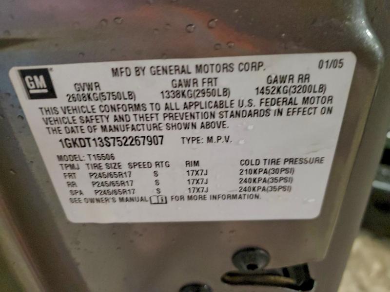 Photo 14 from auction – 2005 GMC ENVOY with VIN 1GKDT13S752267907