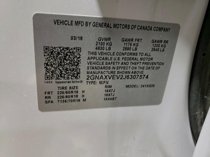 Photo 14 from auction – 2018 CHEVROLET EQUINOX PR with VIN 2GNAXVEV2J6307574