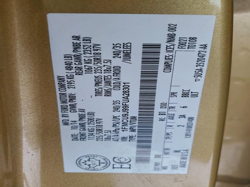 Photo 14 from auction – 2015 FORD ESCAPE TIT with VIN 1FMCU9J99FUA28301