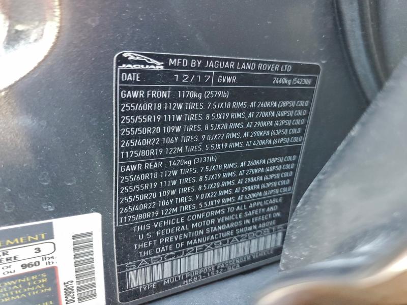 Photo 14 from auction – 2018 JAGUAR F-PACE PRE with VIN SADCJ2FX9JA290815