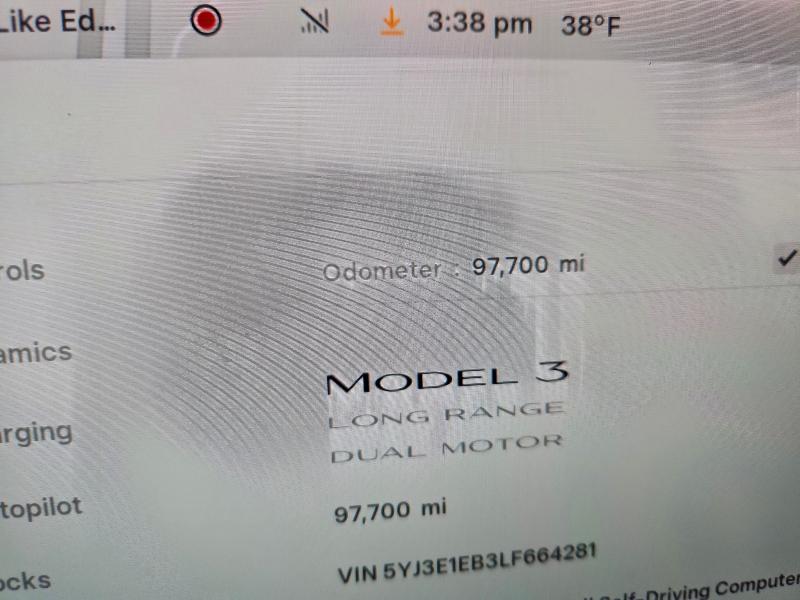 Photo 9 from auction – 2020 TESLA MODEL 3 with VIN 5YJ3E1EB3LF664281