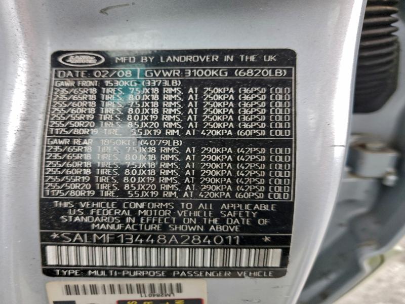 Photo 14 from auction – 2008 LAND ROVER RANGE ROVE with VIN SALMF13448A284011