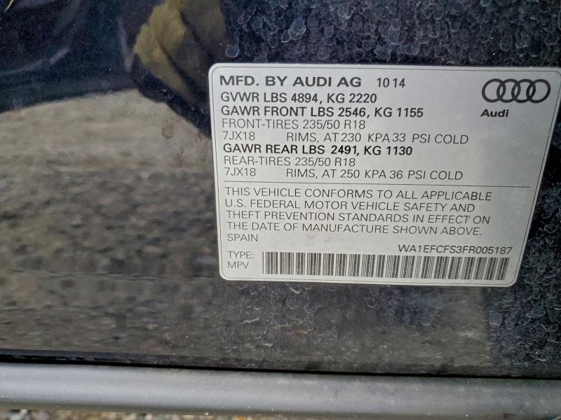Photo 14 from auction – 2015 AUDI Q3 PREMIUM with VIN WA1EFCFS3FR005187