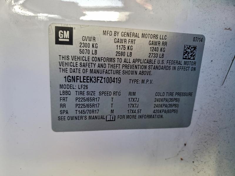 Photo 14 from auction – 2015 CHEVROLET EQUINOX LS with VIN 1GNFLEEK3FZ100419