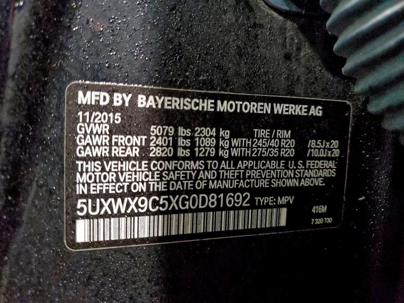 Photo 14 from auction – 2016 BMW X3 XDRIVE2 with VIN 5UXWX9C5XG0D81692