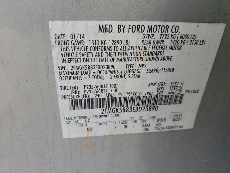 Photo 14 from auction – 2014 FORD FLEX SE with VIN 2FMGK5B83EBD23890