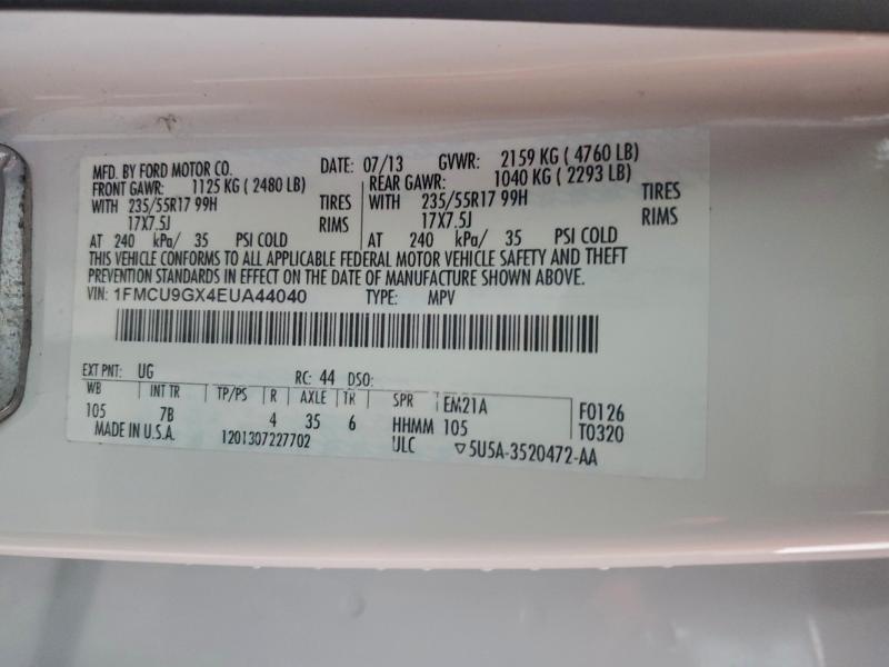 Photo 14 from auction – 2014 FORD ESCAPE SE with VIN 1FMCU9GX4EUA44040