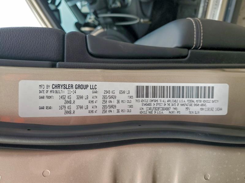 Photo 14 from auction – 2015 JEEP GRAND CHER with VIN 1C4RJFBG9FC664807