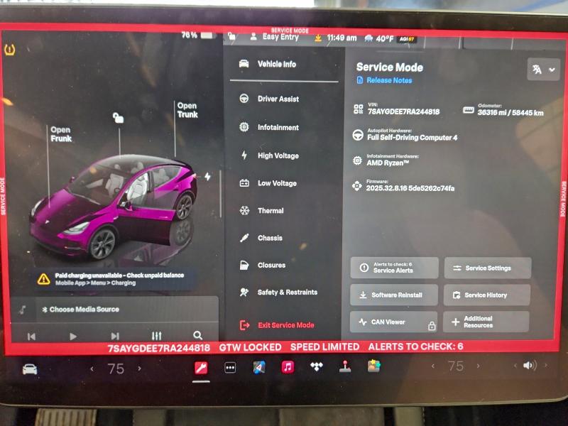 Photo 9 from auction – 2024 TESLA MODEL Y with VIN 7SAYGDEE7RA244818