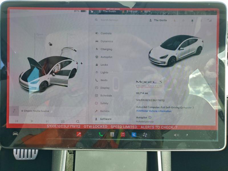 Photo 9 from auction – 2020 TESLA MODEL 3 with VIN 5YJ3E1EC3LF719112