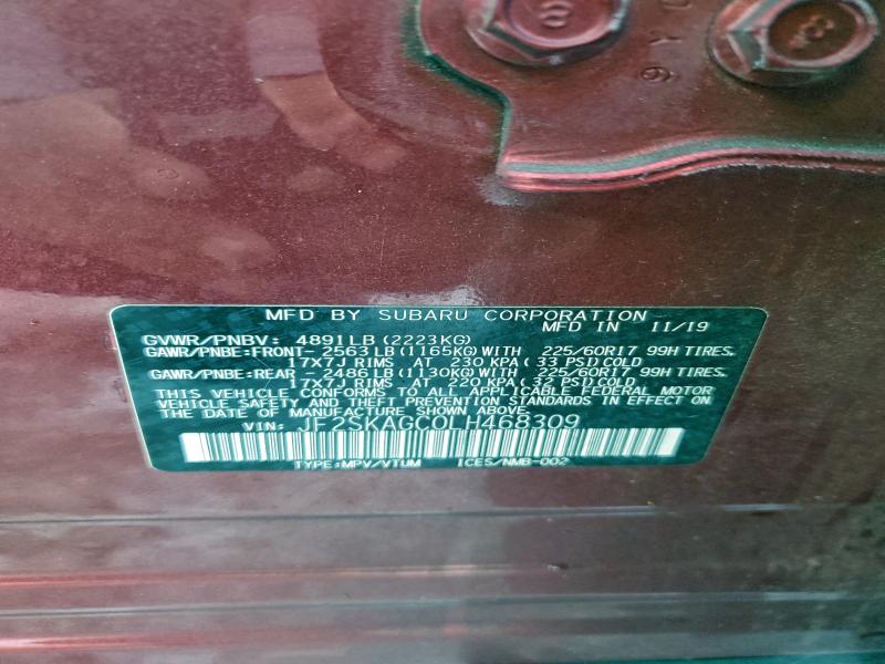 Photo 14 from auction – 2020 SUBARU FORESTER P with VIN JF2SKAGC0LH468309