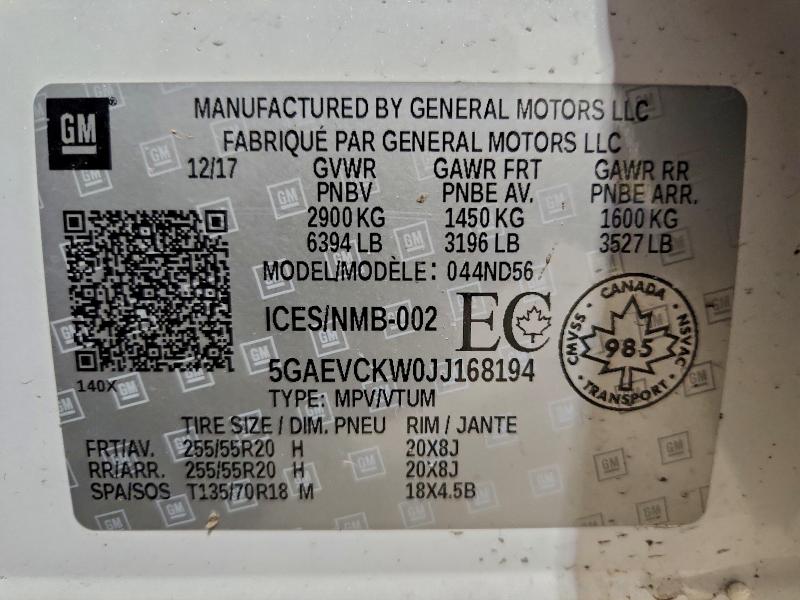 Photo 14 from auction – 2018 BUICK ENCLAVE AV with VIN 5GAEVCKW0JJ168194