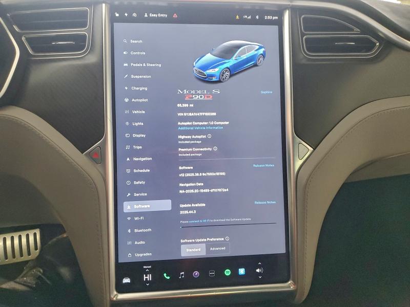 Photo 9 from auction – 2015 TESLA MODEL S P9 with VIN 5YJSA1V47FF100369