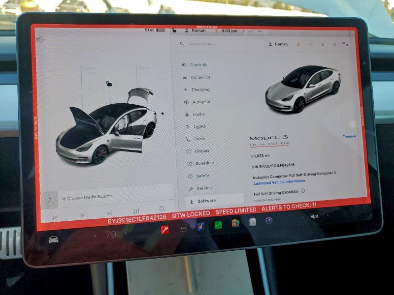 Photo 9 from auction – 2020 TESLA MODEL 3 with VIN 5YJ3E1EC1LF642126