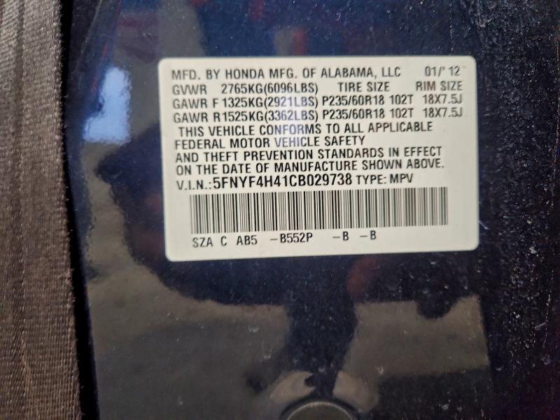 Photo 14 from auction – 2012 HONDA PILOT with VIN 5FNYF4H41CB029738
