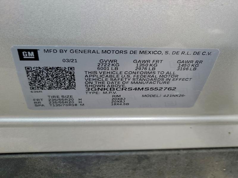Photo 14 from auction – 2021 CHEVROLET BLAZER 2LT with VIN 3GNKBCRS4MS552762