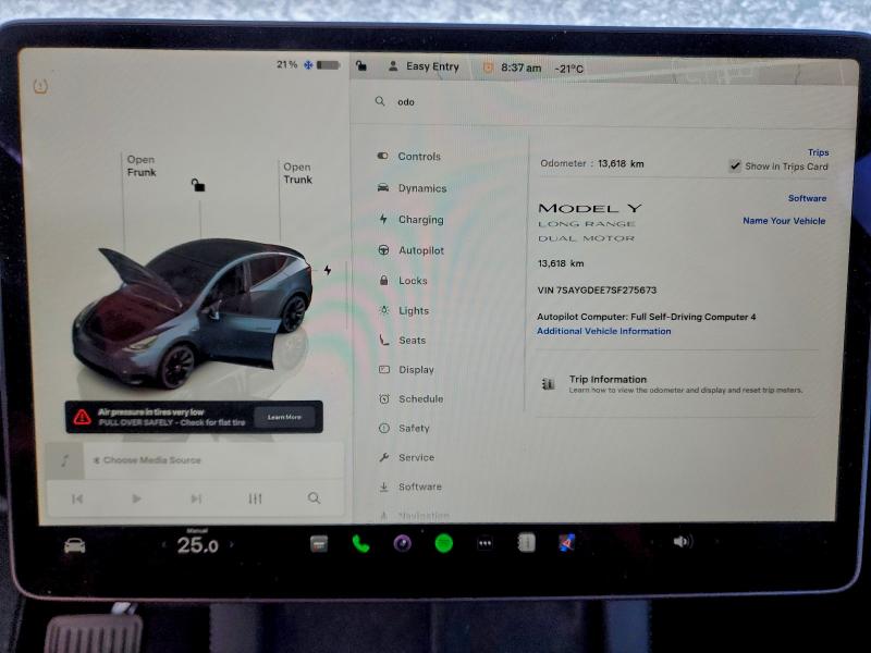 Фото 9 с аукциона – 2025 TESLA MODEL Y с VIN 7SAYGDEE7SF275673