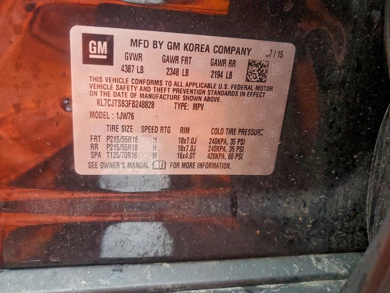 Photo 14 from auction – 2015 CHEVROLET TRAX LTZ with VIN KL7CJTSB3FB248828
