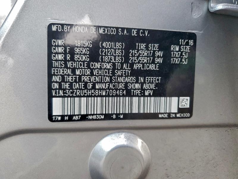 Photo 14 from auction – 2017 HONDA HR-V EX with VIN 3CZRU5H58HM709464