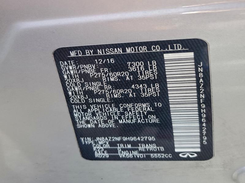 Photo 14 from auction – 2017 INFINITI QX80 BASE with VIN JN8AZ2NF9H9642795