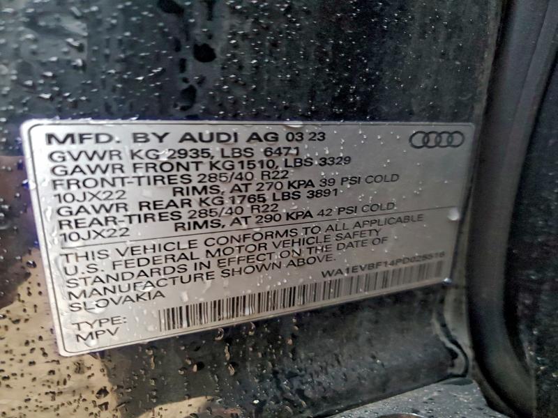 Photo 14 from auction – 2023 AUDI Q8 PREMIUM with VIN WA1EVBF14PD025516