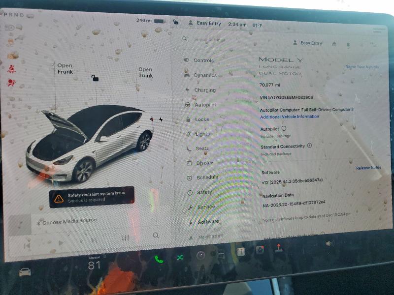 Photo 9 from auction – 2021 TESLA MODEL Y with VIN 5YJYGDEE8MF083906