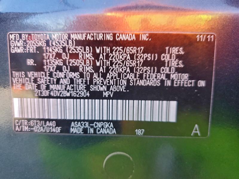 Photo 14 from auction – 2011 TOYOTA RAV4 LIMIT with VIN 2T3DF4DV2BW162904
